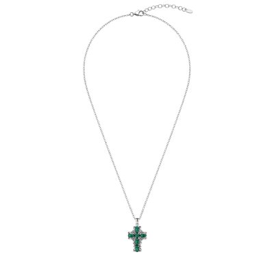 Malachite Sterling Silver Cross Pendant With Chain 18+2 Inches