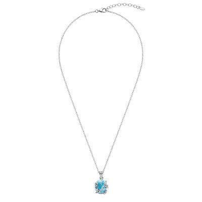 Larimar Sterling Silver Butterfly Pendant With Chain 18+2 Inches