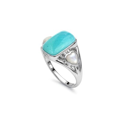 Larimar & MOP Sterling Silver Ring