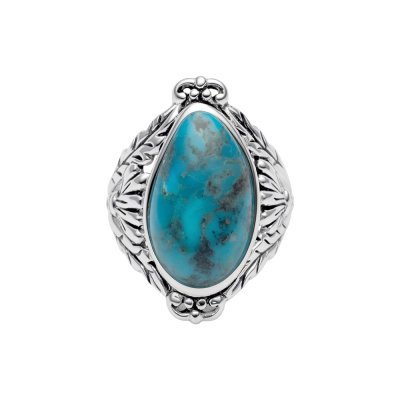 Sterling Silver Turquoise Leaf Ring