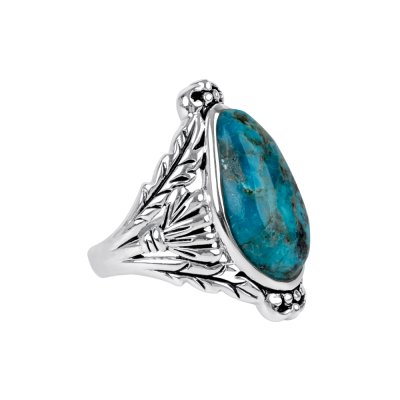 Sterling Silver Turquoise Leaf Ring