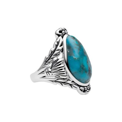 Sterling Silver Turquoise Leaf Ring