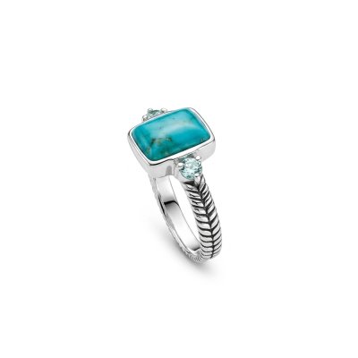 Turquoise & Sky Blue Topaz  Sterling Silver Ring