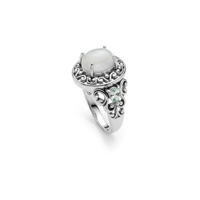 MOP & Sky Blue Topaz  Sterling Silver Ring