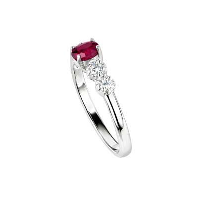 Ruby & White Zircon Sterling Silver Ring