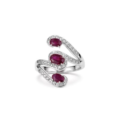 Ruby & White Zircon Sterling Silver Ring