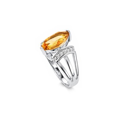 Citrine & White Zircon Sterling Silver Ring