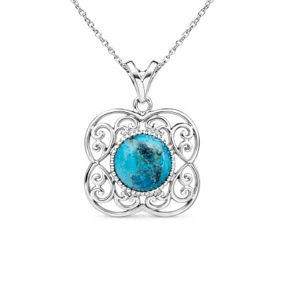Sterling Silver Turquoise Pendant with Chain 18 Inches