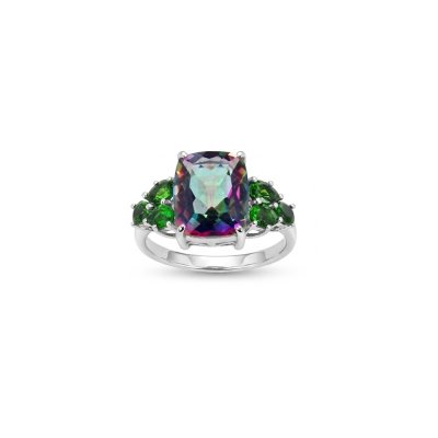 Mystic Quartz & Chrome Diopside Sterling Silver Ring