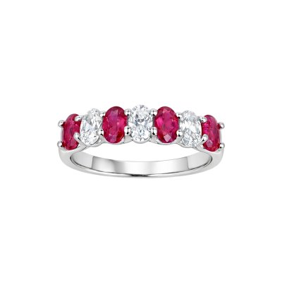 Ruby & White Topaz Sterling Silver Ring