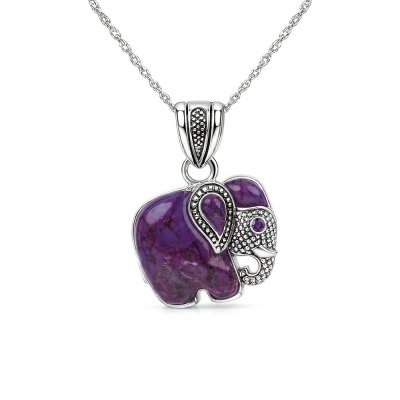 Sterling Silver Elephant Pendant with Chain 18 Inches