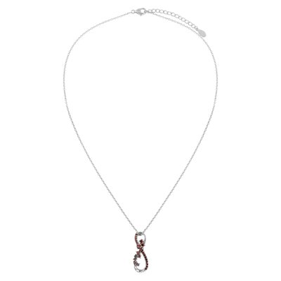 Garnet  Sterling Silver Infinity Pendant With Chain 18+2 Inches