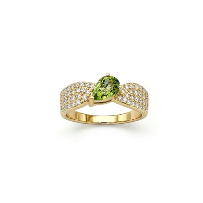 Peridot & White Zircon 18k Yellow Gold Over Sterling Silver Ring
