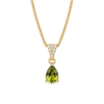 Sky Blue Topz & White Zircon 18k Yellow Gold Over Sterling Silver Pendant With Chain 18+2 Inches