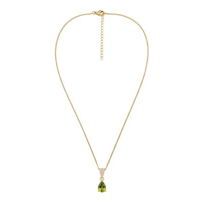Sky Blue Topz & White Zircon 18k Yellow Gold Over Sterling Silver Pendant With Chain 18+2 Inches