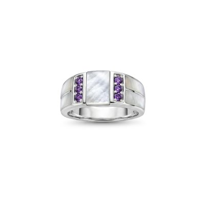 MOP & Amethyst Sterling Silver Ring