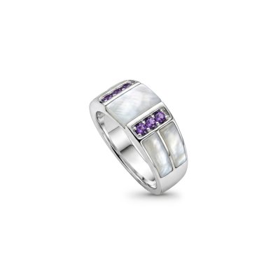 MOP & Amethyst Sterling Silver Ring