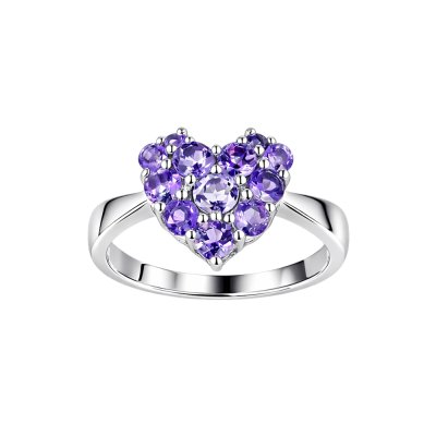 Amethyst Sterling Silver Heart Ring
