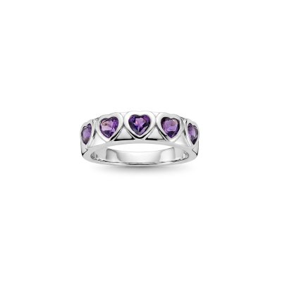 Heart Amethyst Sterling Silver Ring