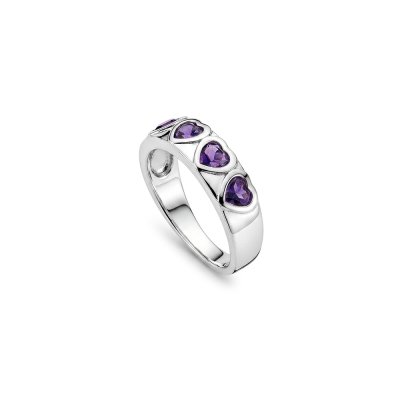 Heart Amethyst Sterling Silver Ring