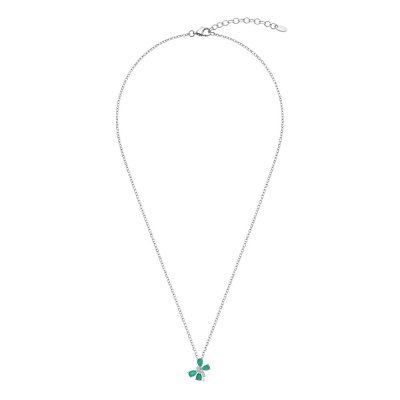 Emerald & White Zircon Sterling Silver Butterfly Pendant With Chain 18+2 Inches