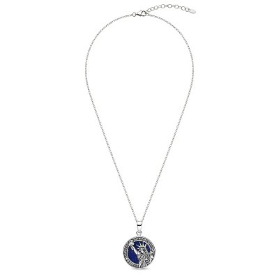 Lapis Lazuli Sterling Silver Statue of Liberty Pendant With Chain 18+2 Inches