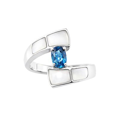London Blue Topaz & MOP Sterling Silver Ring