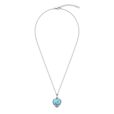 Larimar Sterling Silver Heart Pendant With Chain 18+2 Inches