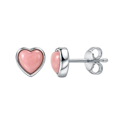 Pink Conch Shell Sterling Silver Heart Earrings