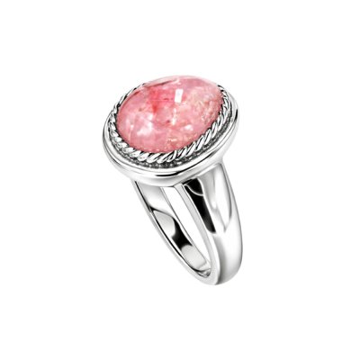Mosaic Pink Opal Sterling Silver Ring