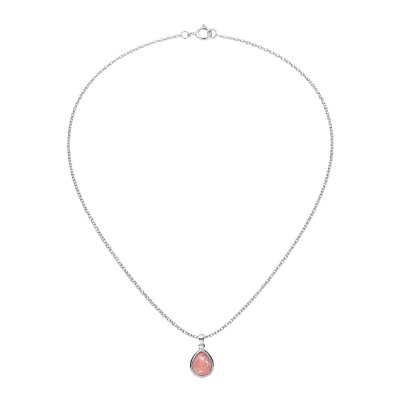 Mosaic Pink Opal Sterling Silver Pendant With Chain 18+2 Inches