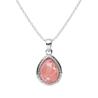 Mosaic Pink Opal Sterling Silver Pendant With Chain 18+2 Inches