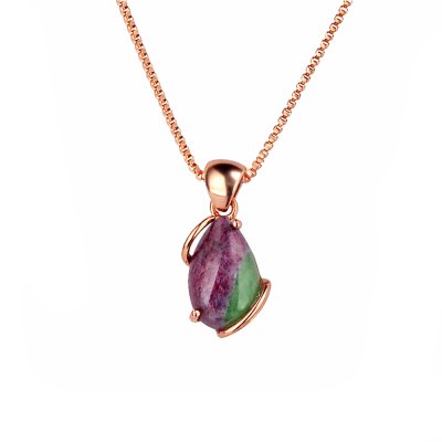 Ruby Zoisite Copper Pendant With Chain 18+2 Inches