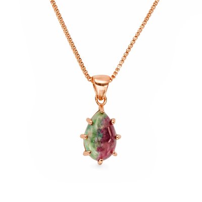 Ruby Zoisite Copper Pendant With Chain 18+2 Inches