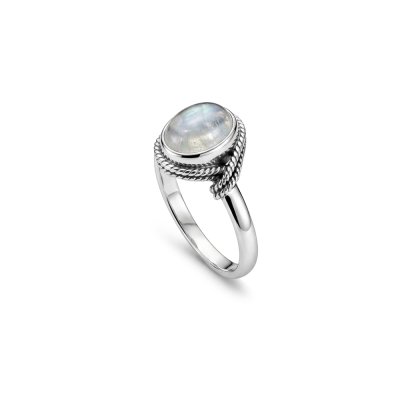 Rainbow Moonstone Sterling Silver Ring