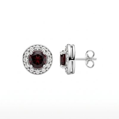 Sterling Silver Classic Halo Stud Earrings