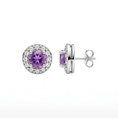 Sterling Silver Classic Halo Stud Earrings