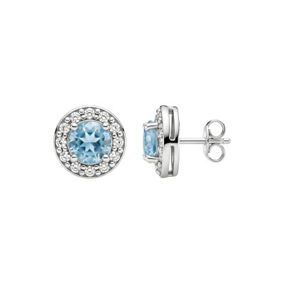 Sterling Silver Classic Halo Stud Earrings