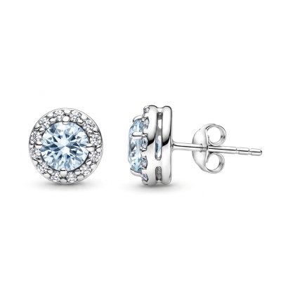Sky Blue Topaz & White Zircon Sterling Silver Earrings