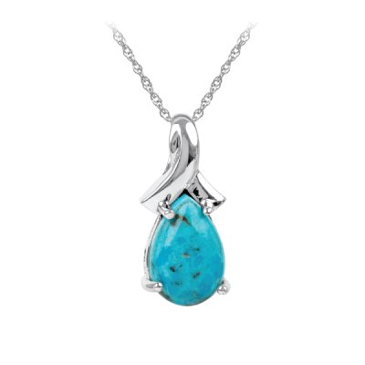 Sterling Silver Turquoise Pendant with Chain 18 Inches
