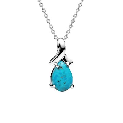 Sterling Silver Turquoise Pendant with Chain 18 Inches