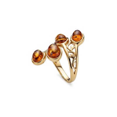 Amber 18k Yellow Gold Over Sterling Silver Ring