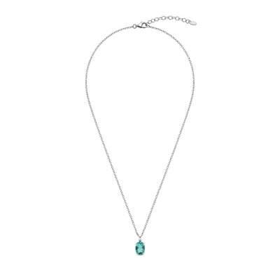 Teal Fluorite Sterling Silver Pendant With Chain 18+2 Inches