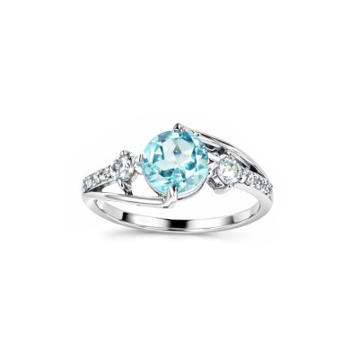 Sky Blue Topaz & White Topaz Sterling Silver Ring