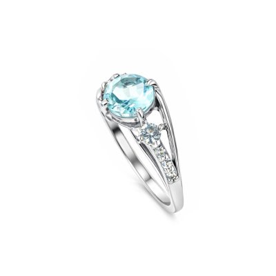 Sky Blue Topaz & White Topaz Sterling Silver Ring