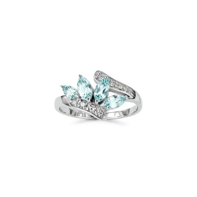 Sky Blue Topaz & White Zircon Sterling Silver Ring