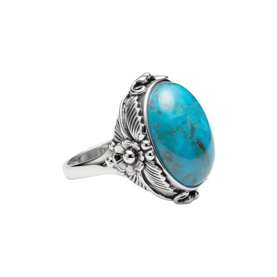 Sterling Silver Turquoise Flower Ring