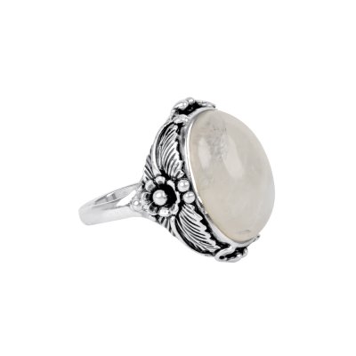 Sterling Silver Rainbow Moontone Flower Ring