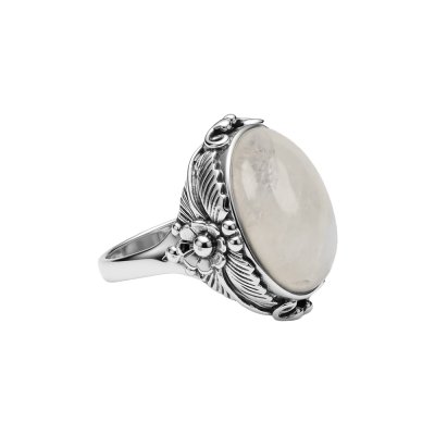 Sterling Silver Rainbow Moontone Flower Ring