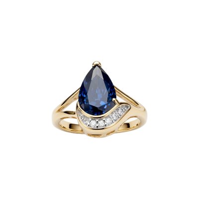 Blue and White 18k Yellow Gold Over Sterling Silver Ring